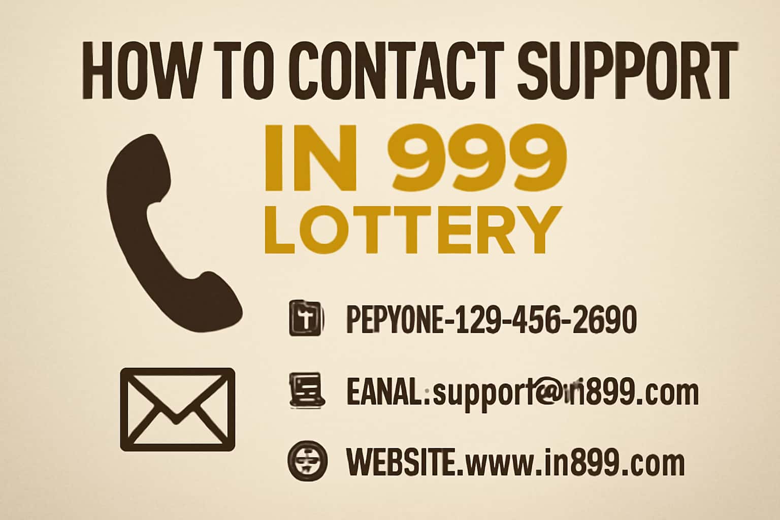 An informative scene depicting contact methods for IN 999 Lottery Support.