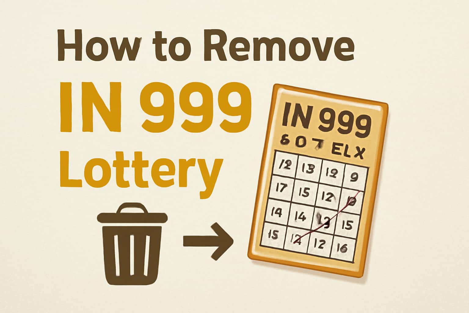 An informational scene showing the process of removing the IN 999 Lottery app.