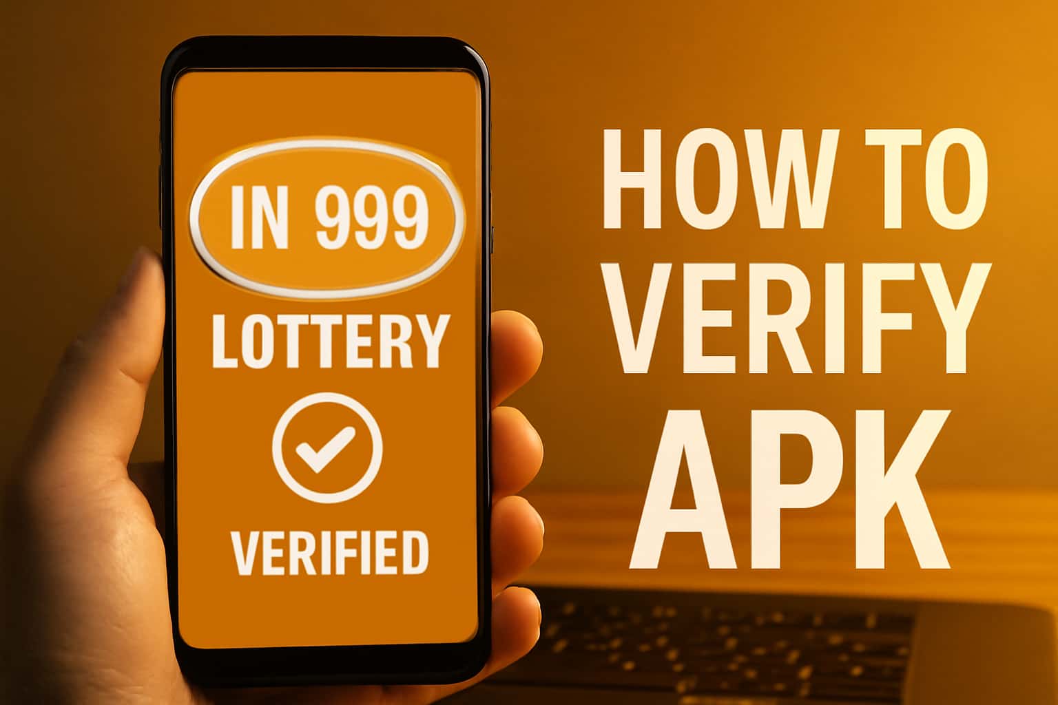 Informational graphic depicting the verification of IN 999 Lottery APK.