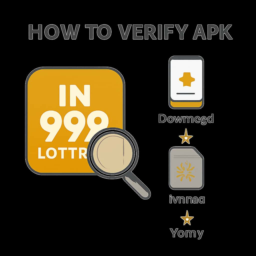 Diagram showing steps to verify IN 999 Lottery APK.