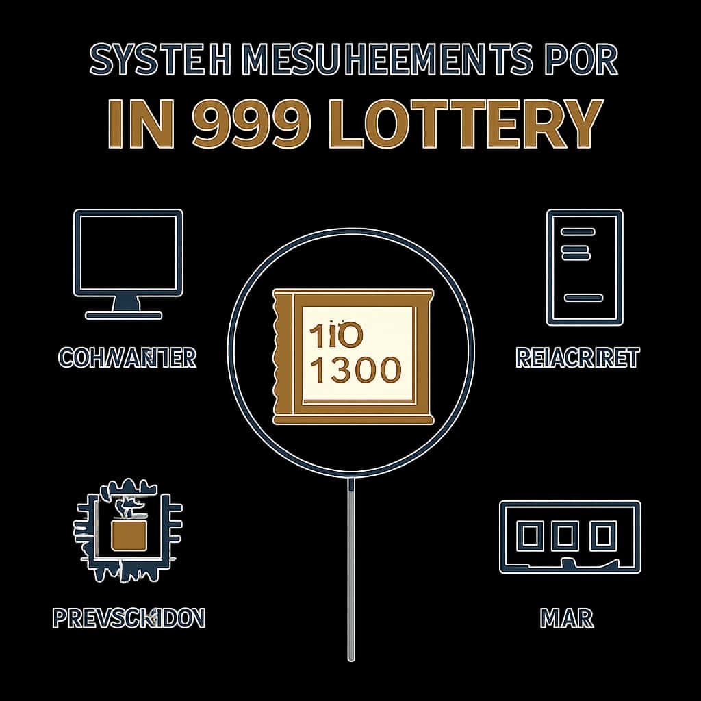 An educational diagram detailing system specifications for IN 999 Lottery.