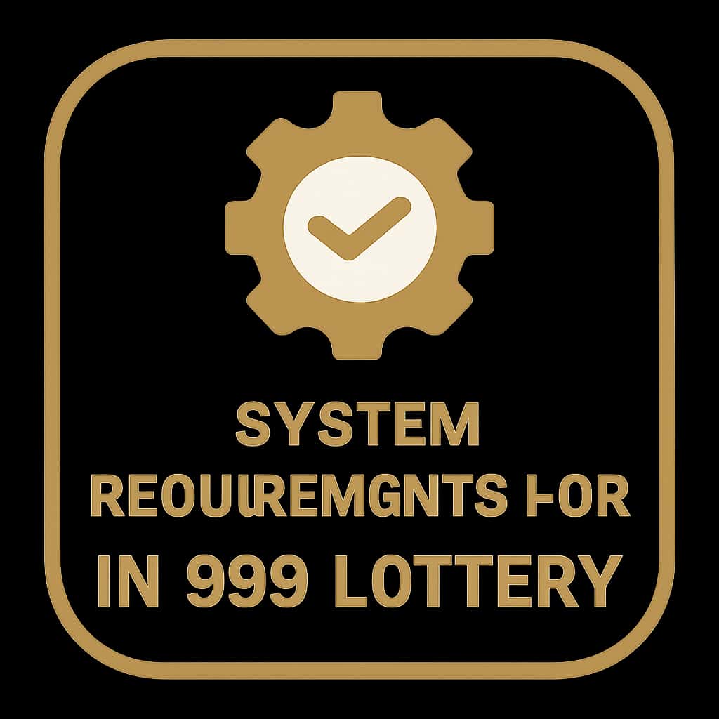 A concise badge illustrating the system requirements for IN 999 Lottery.