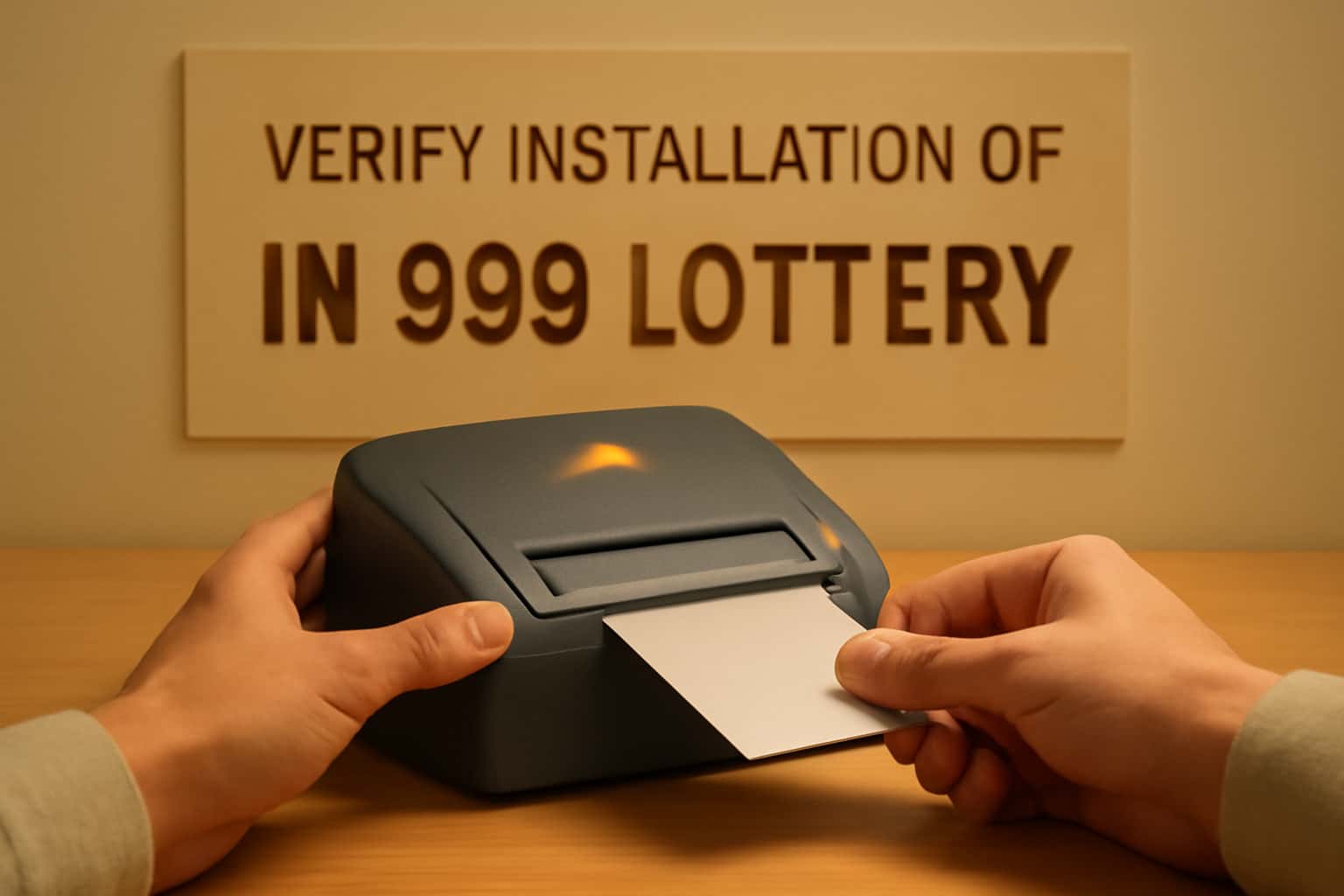 Visual representation of verifying the installation of the IN 999 Lottery app.