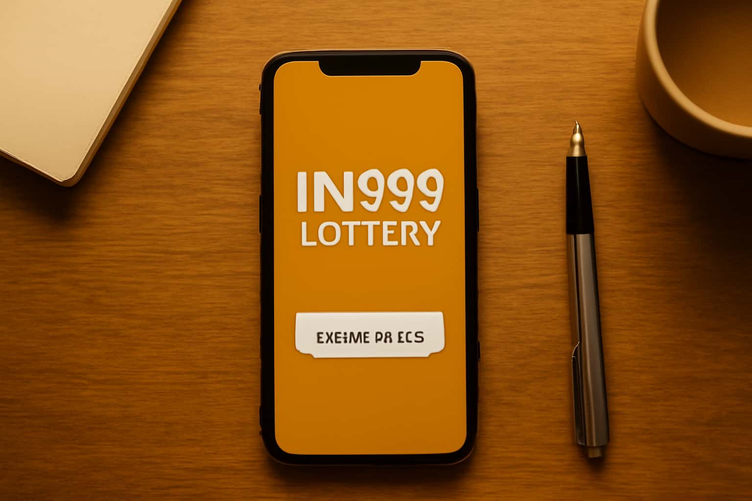 Informational scene about installing the IN 999 Lottery app on iOS.