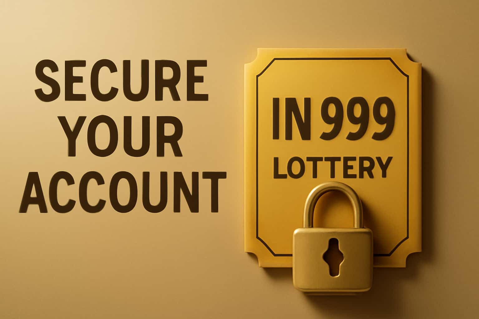 Informational scene about securing IN 999 Lottery account with visuals depicting security.