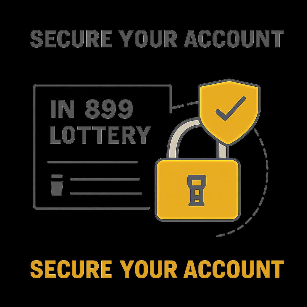 Illustration of securing IN 999 Lottery account with step-by-step guidance.